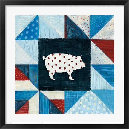 Framed Modern Americana Farm Quilt V Print