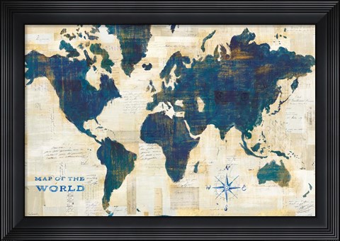 Framed World Map Collage Print