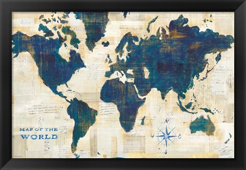 Framed World Map Collage Print