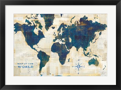 Framed World Map Collage Print