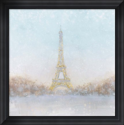 Framed Eiffel Romance no Couple Turquoise Print