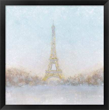 Framed Eiffel Romance no Couple Turquoise Print