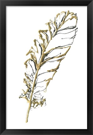 Framed Gilded Turkey Feather I Print