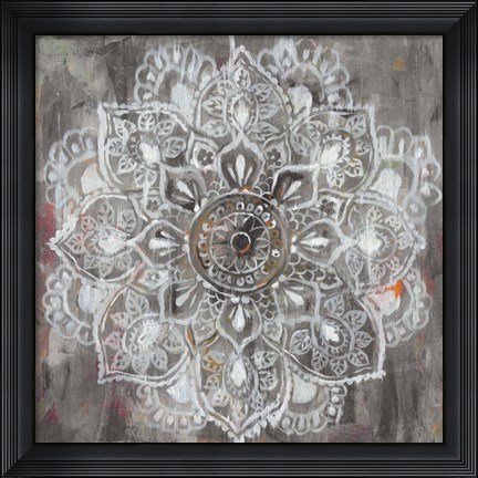 Framed Mandala in Neutral II Print