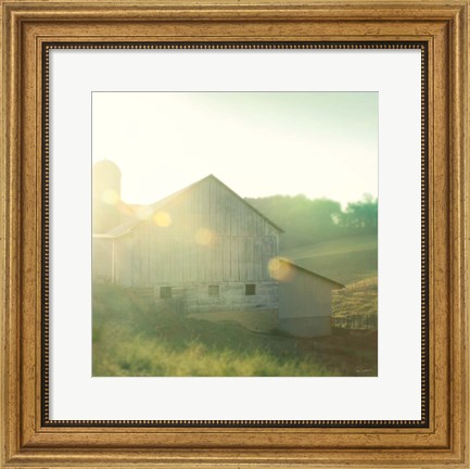 Framed Farm Morning II Square Print