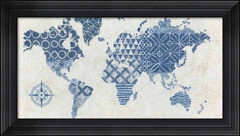 Framed Indigo Gild Map Maki Print