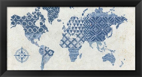 Framed Indigo Gild Map Maki Print