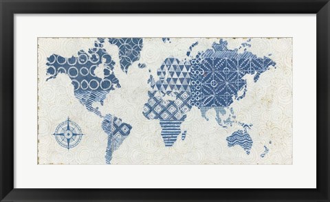 Framed Indigo Gild Map Maki Print