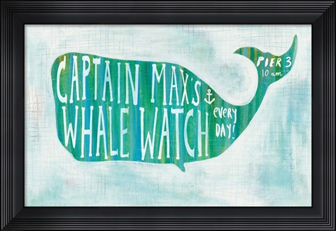 Framed Ahoy I with Words No Border Print