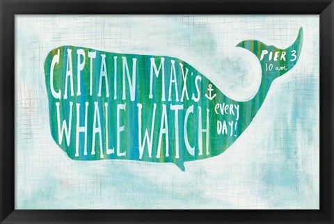 Framed Ahoy I with Words No Border Print