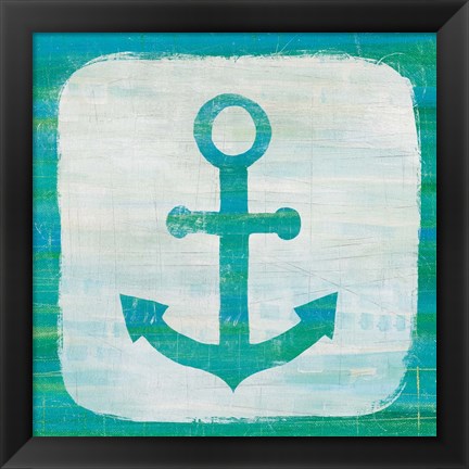 Framed Ahoy III Blue Green Print