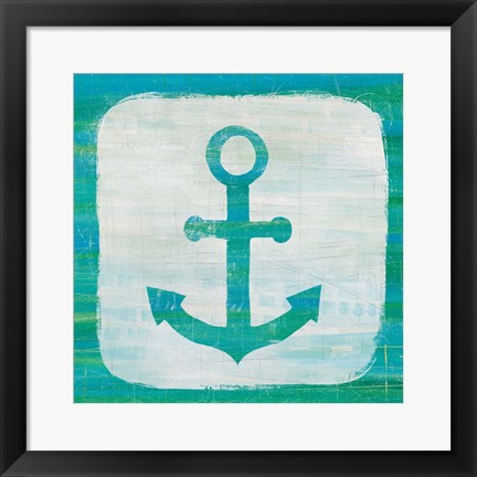 Framed Ahoy III Blue Green Print