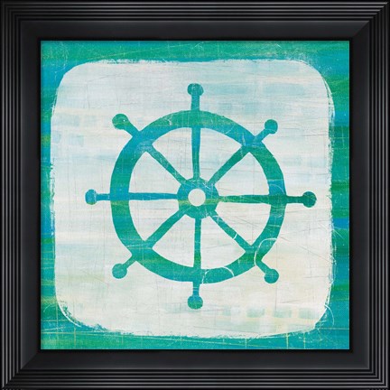 Framed Ahoy IV Blue Green Print