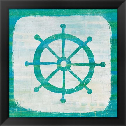 Framed Ahoy IV Blue Green Print