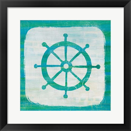 Framed Ahoy IV Blue Green Print