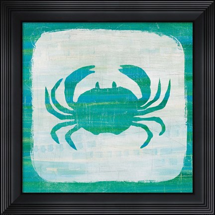 Framed Ahoy V Blue Green Print