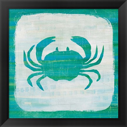 Framed Ahoy V Blue Green Print