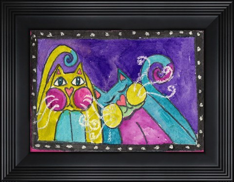Framed Couple Of Funky Cats Print