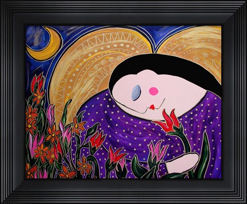 Framed Big Diva Angel With Flowers Print
