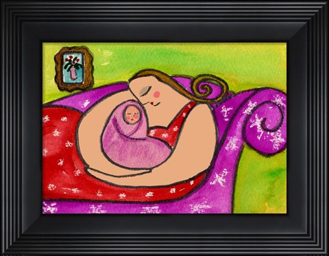 Framed Big Diva Asleep With Baby Print