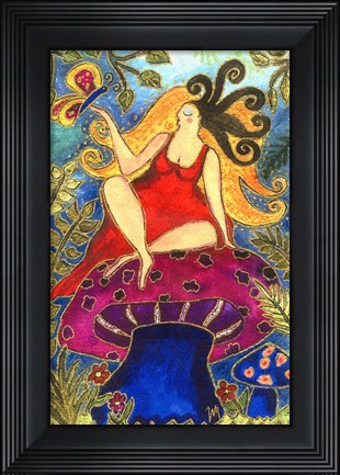Framed Big Diva Fairy On Mushroom Print