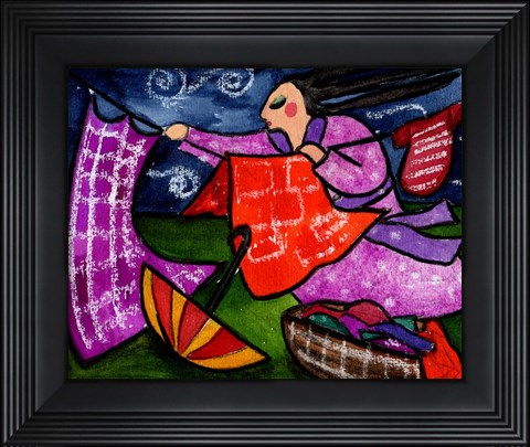 Framed Big Diva Getting Laundry Before The Storm Print
