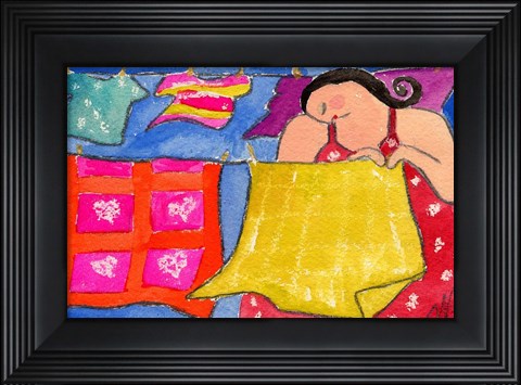 Framed Big Diva Hanging Laundry To Dry Print