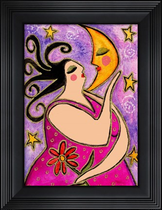 Framed Big Diva Kissing The Moon Print