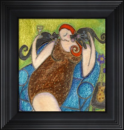 Framed Big Diva Kitty Hugs Print