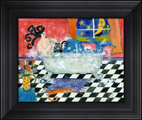 Framed Big Diva Mermaid Bubble Bath Print
