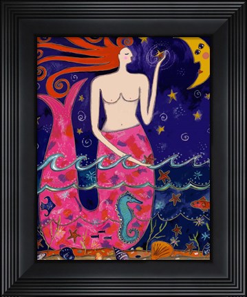 Framed Big Diva Mermaid Making Stars Print