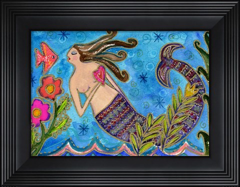 Framed Big Diva Mermaid With Heart Print