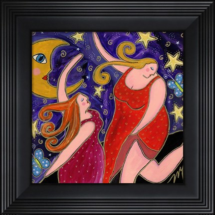 Framed Big Diva Moon Goddesses Dancing Print