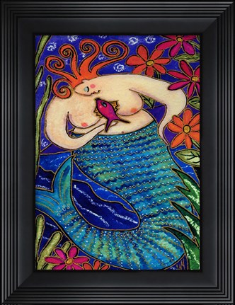 Framed Big Diva Redhead Mermaid Print
