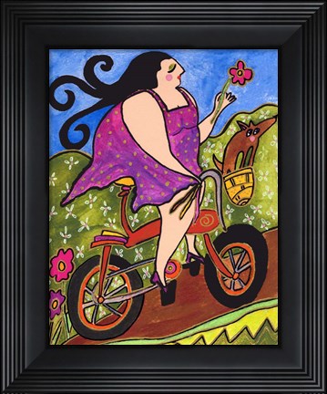 Framed Big Diva Riding Bicycle Print