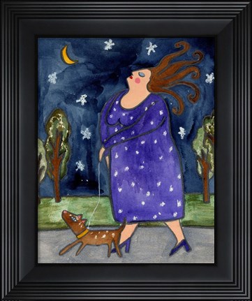 Framed Big Diva Walking Little Dog Print