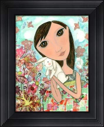 Framed Big Eyed Bunny Girl Print