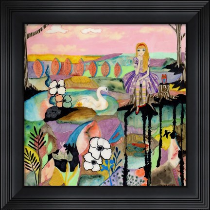 Framed Big Eyed Girl A World Her Qwn Print