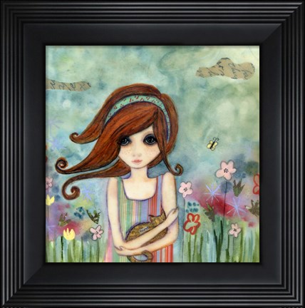 Framed Big Eyed Girl Bad Kitty Print