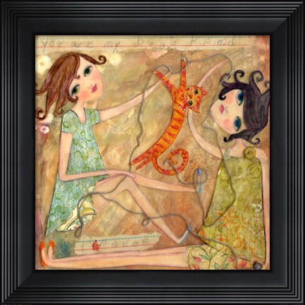 Framed Big Eyed Girl Best Friends Print