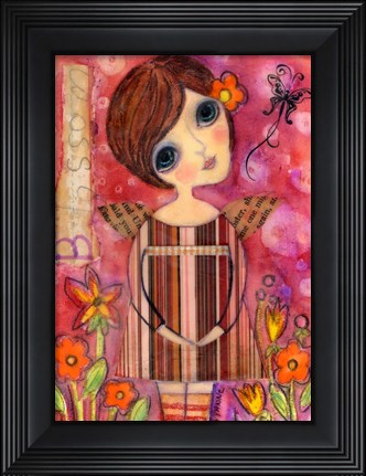 Framed Big Eyed Girl Blossom Fairy Print