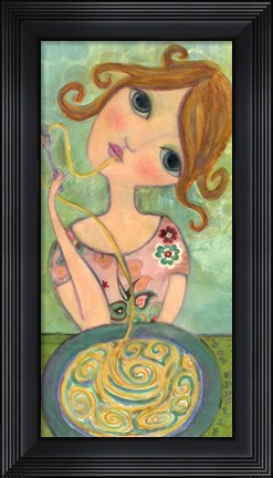 Framed Big Eyed Girl Bon Appetit Print