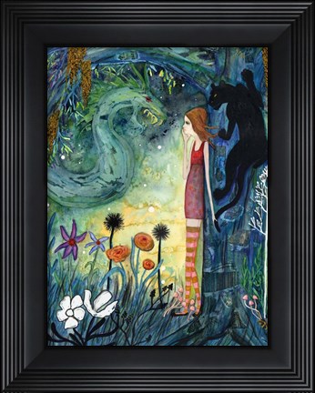 Framed Big Eyed Girl Can Of Worms Print