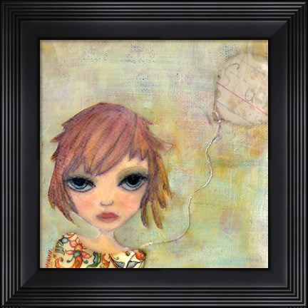 Framed Big Eyed Girl Cloudy Day Print