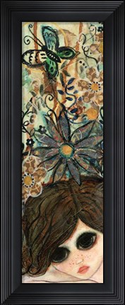 Framed Big Eyed Girl Daydream Garden Print