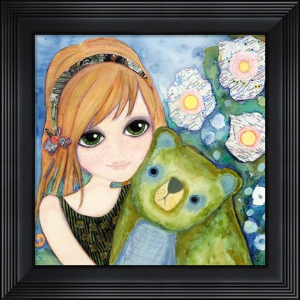 Framed Big Eyed Girl Fast Friends Print