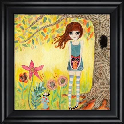 Framed Big Eyed Girl Finders Keepers Print