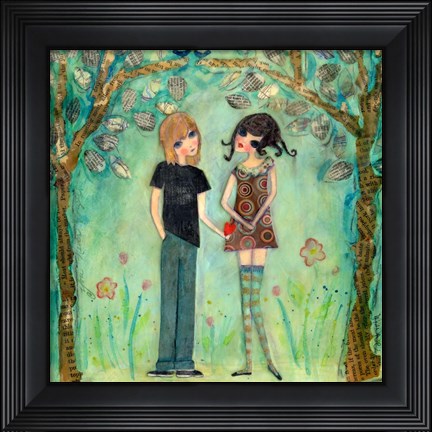 Framed Big Eyed Girl First Love Print