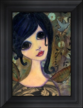 Framed Big Eyed Girl Fly Print