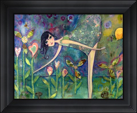 Framed Big Eyed Girl Forbidden Flowers Print